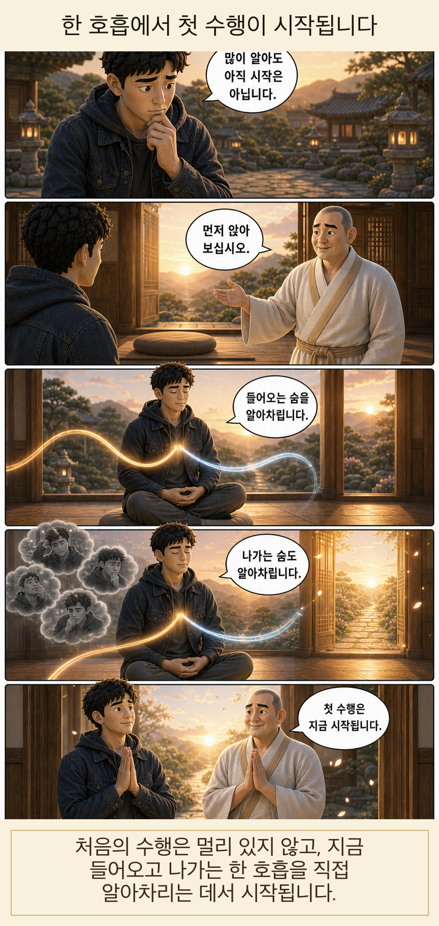 한 호흡에서 첫 수행이 시작됩니다 카툰