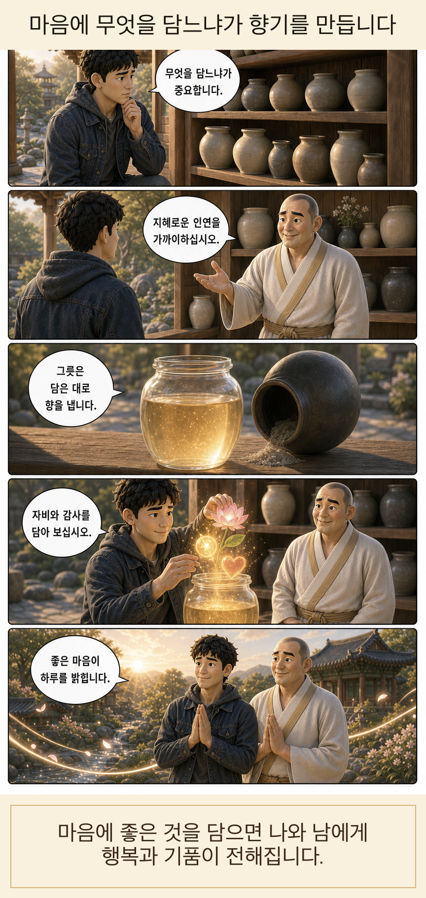 마음에 무엇을 담느냐가 향기를 만듭니다 카툰