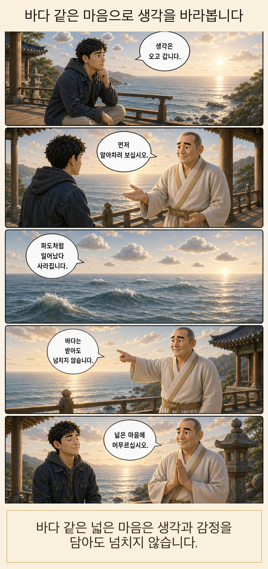 바다 같은 마음으로 생각을 바라봅니다 카툰