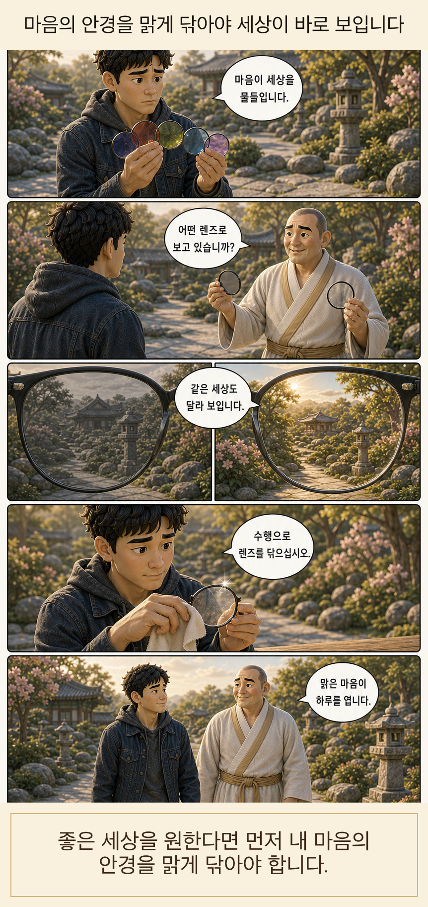 마음의 안경을 맑게 닦아야 세상이 바로 보입니다 카툰