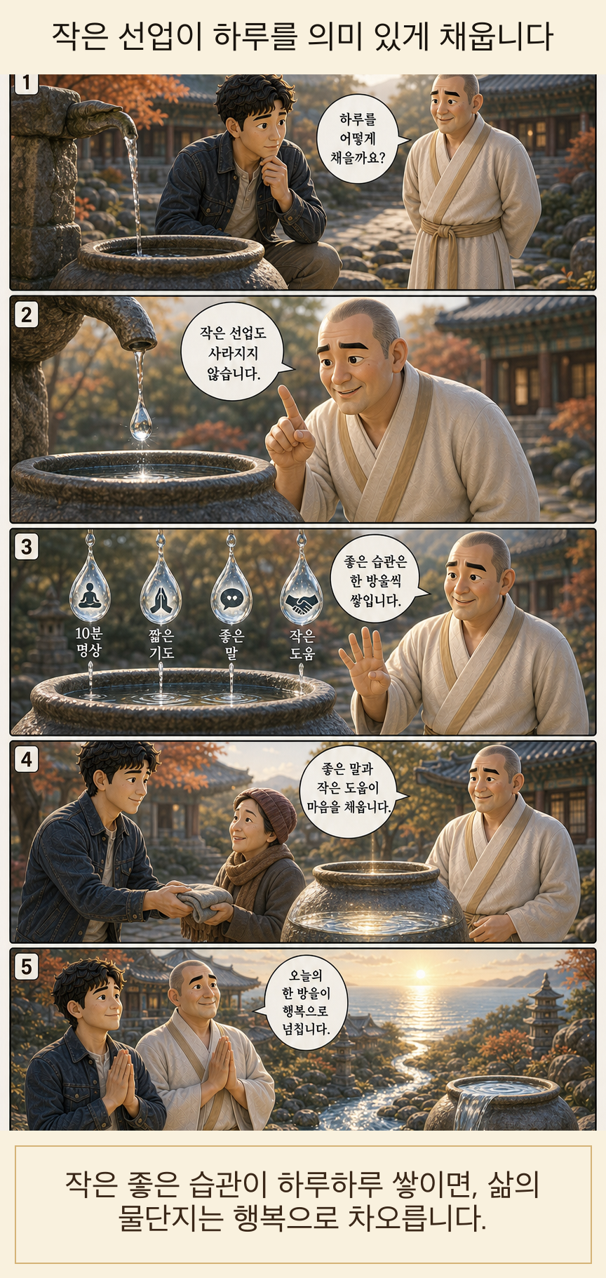 작은 선업이 하루를 의미 있게 채웁니다 카툰