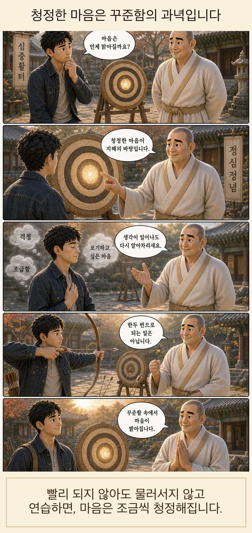 청정한 마음은 꾸준함의 과녁입니다 카툰