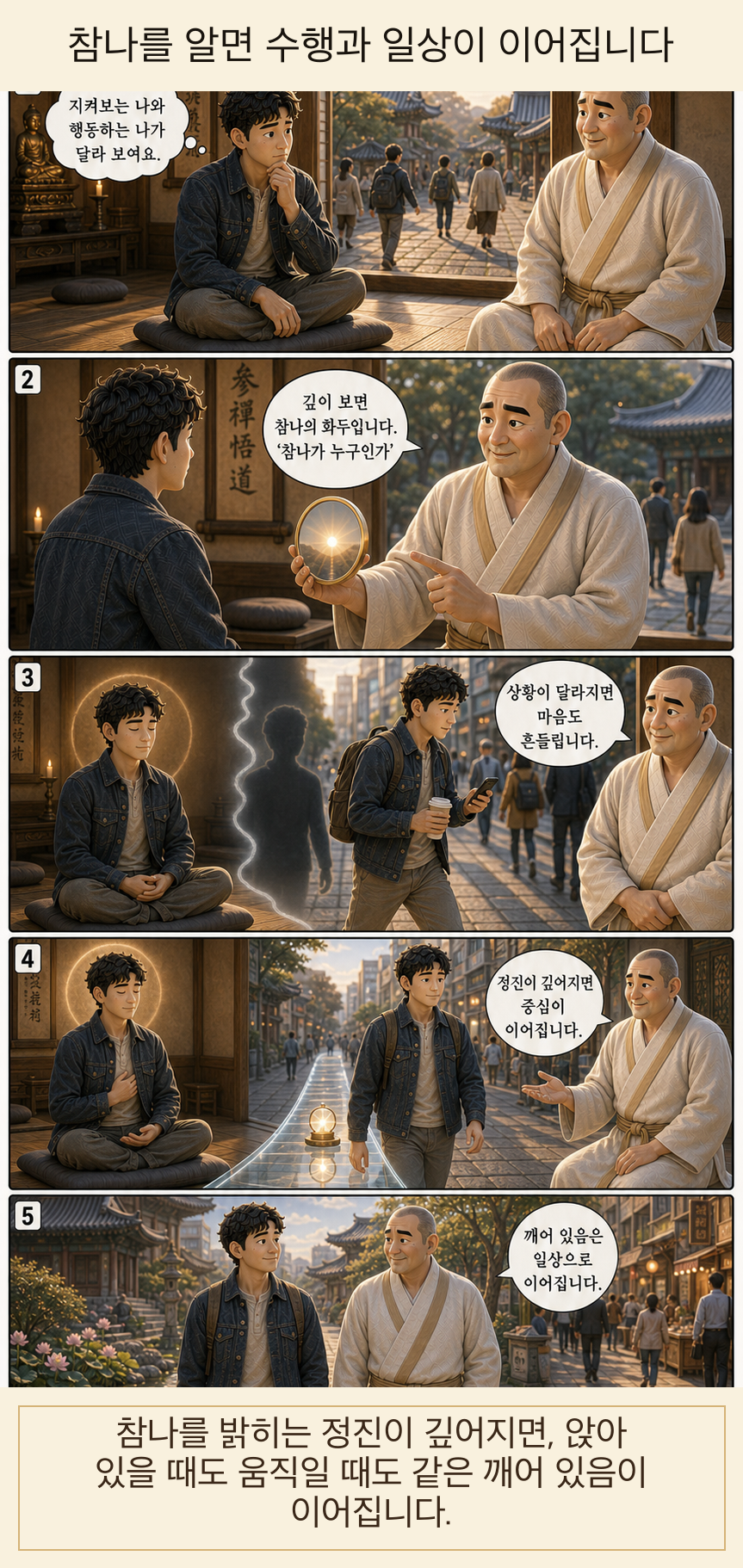 참나를 알면 수행과 일상이 이어집니다 카툰