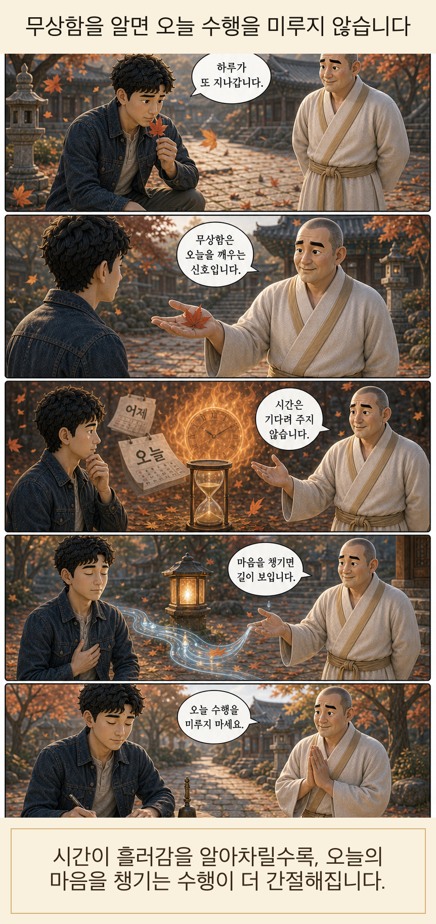 무상함을 알면 오늘 수행을 미루지 않습니다 카툰