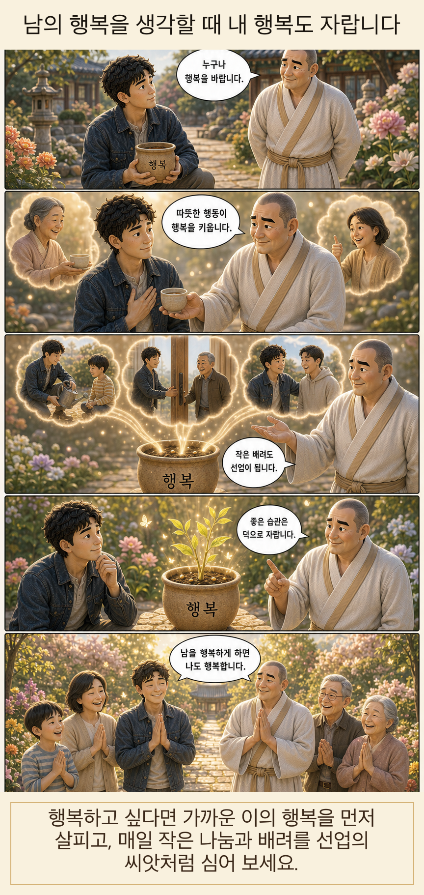 남의 행복을 생각할 때 내 행복도 자랍니다 카툰