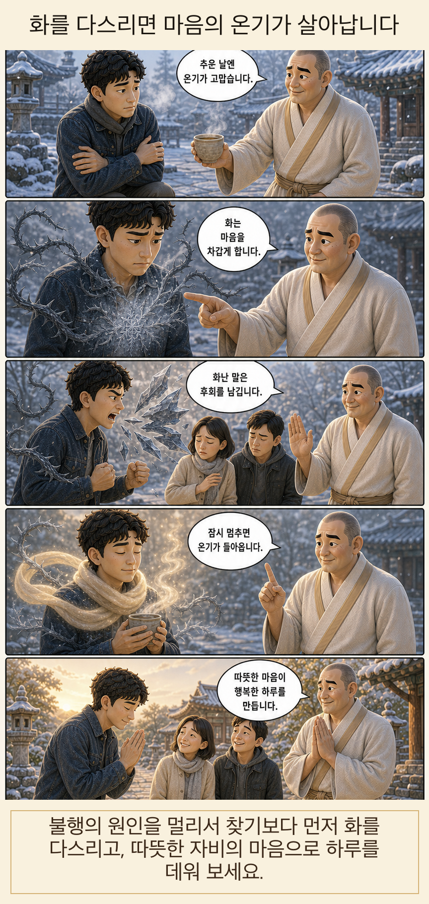 화를 다스리면 마음의 온기가 살아납니다 카툰