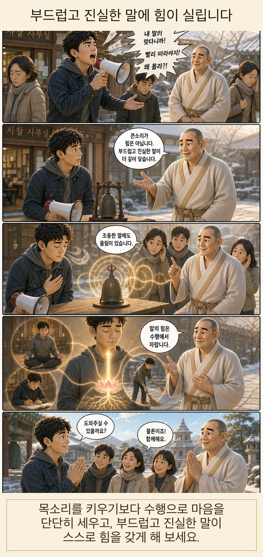 부드럽고 진실한 말에 힘이 실립니다 카툰