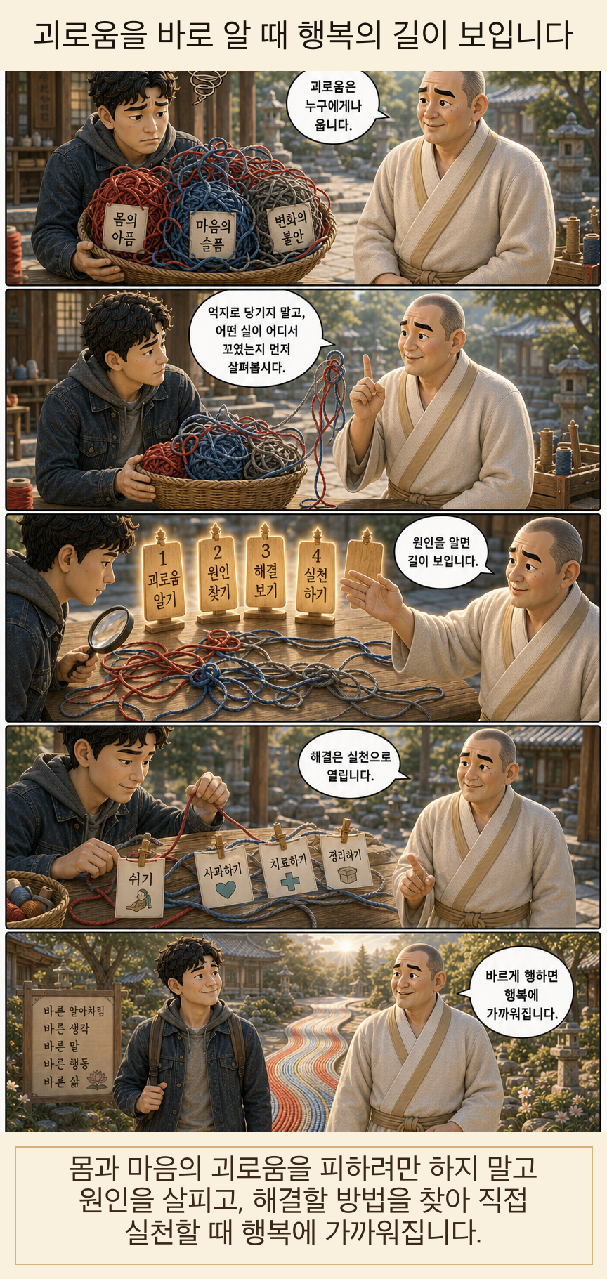 괴로움을 바로 알 때 행복의 길이 보입니다 카툰