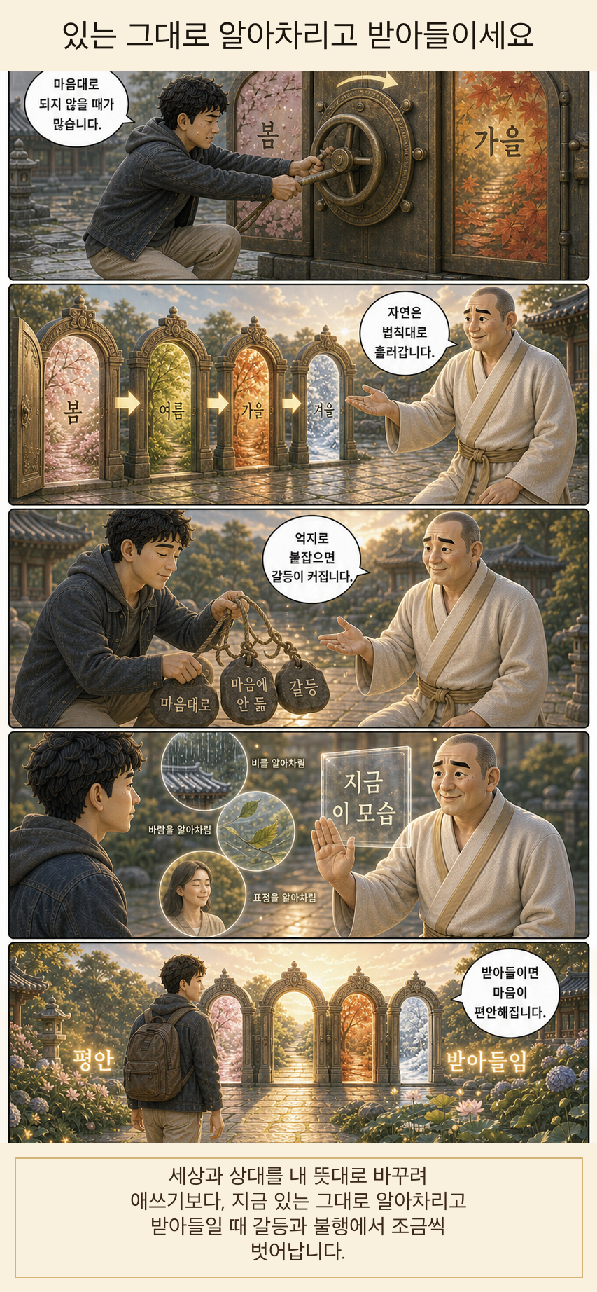 있는 그대로 알아차리고 받아들이세요 카툰