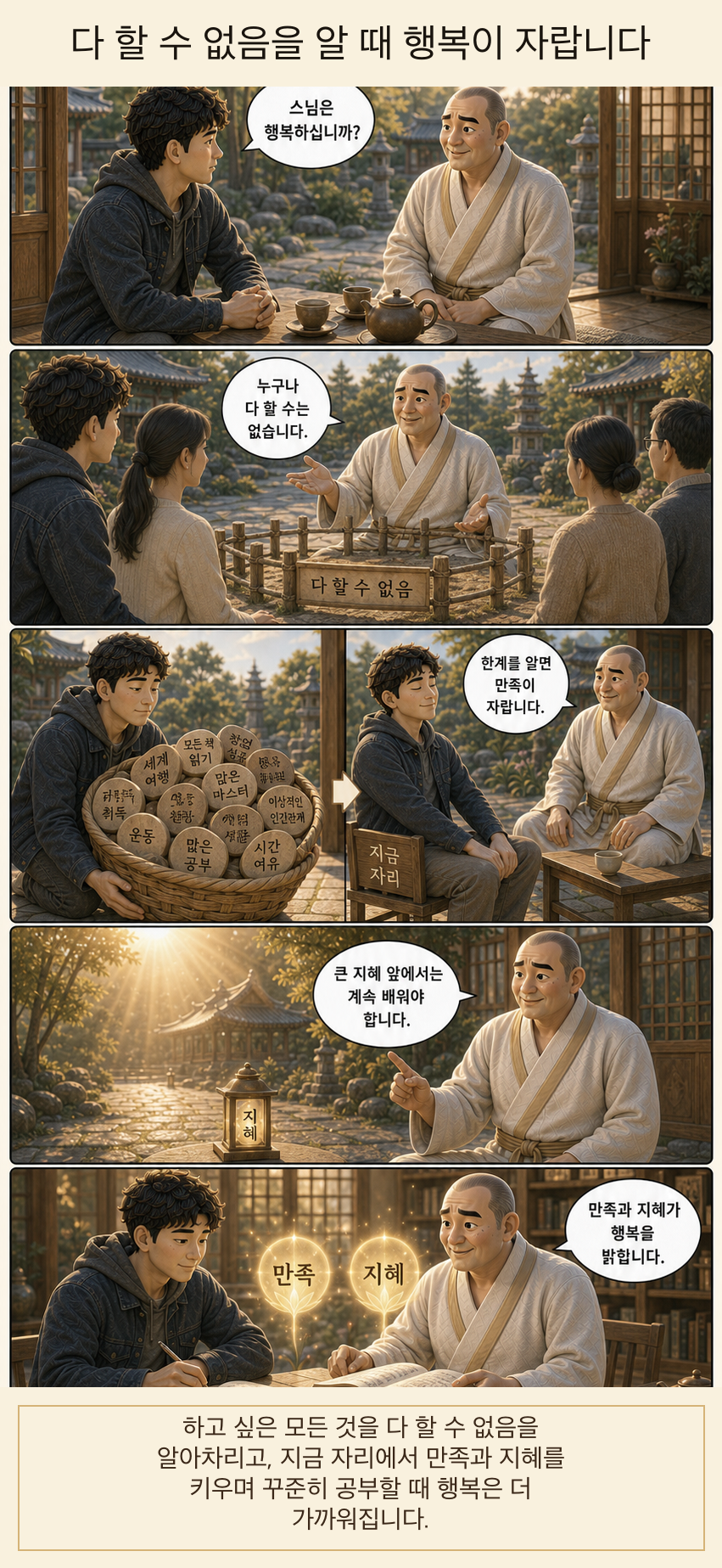 다 할 수 없음을 알 때 행복이 자랍니다 카툰