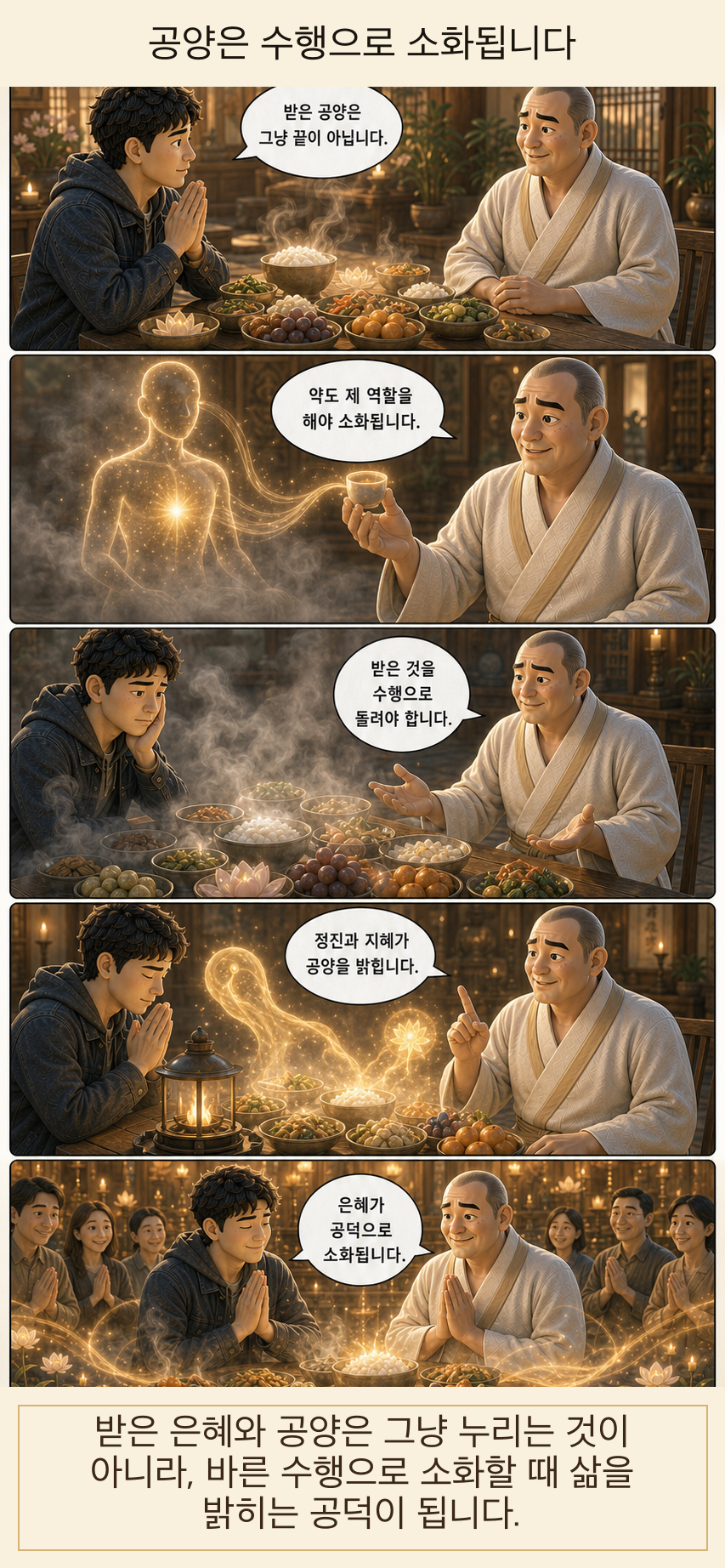 공양은 수행으로 소화됩니다 카툰