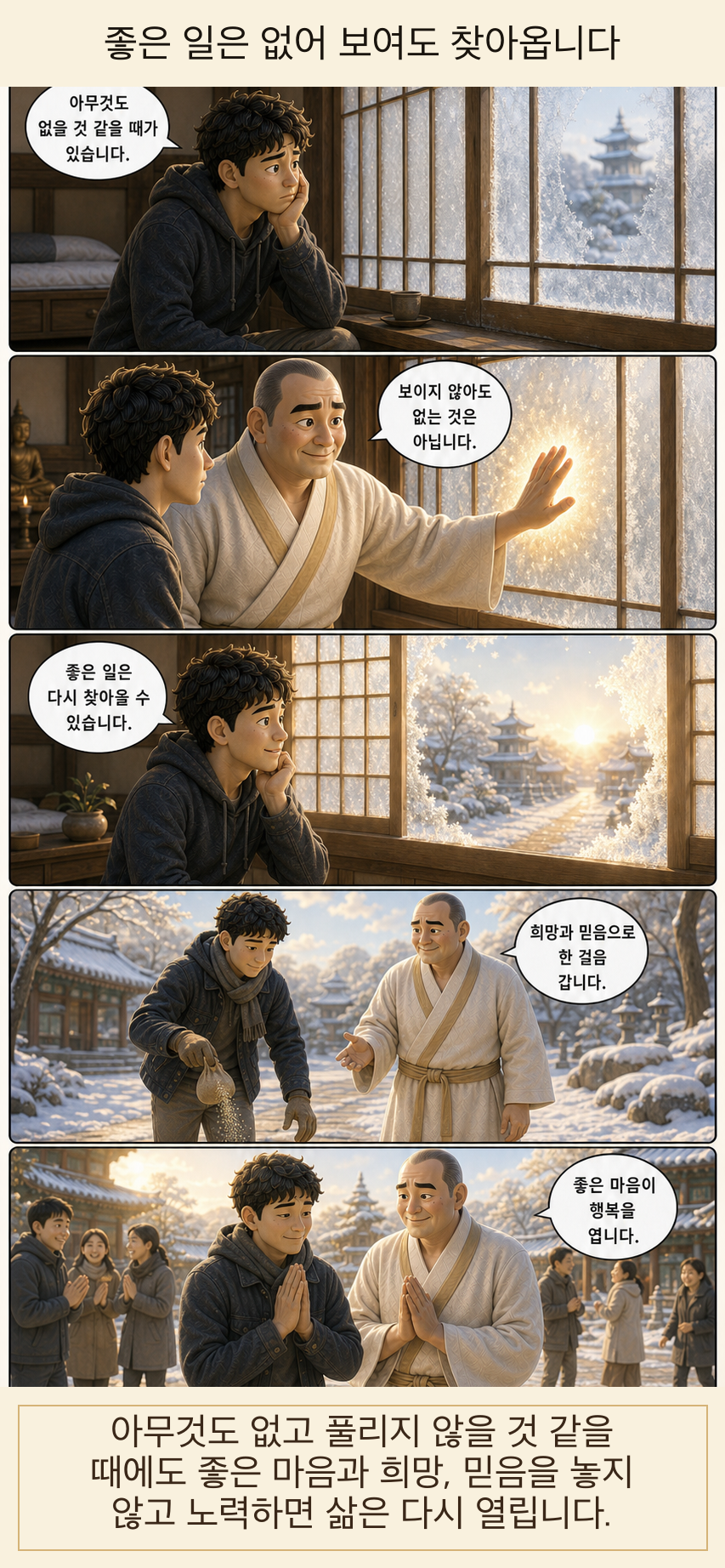 좋은 일은 없어 보여도 찾아옵니다 카툰