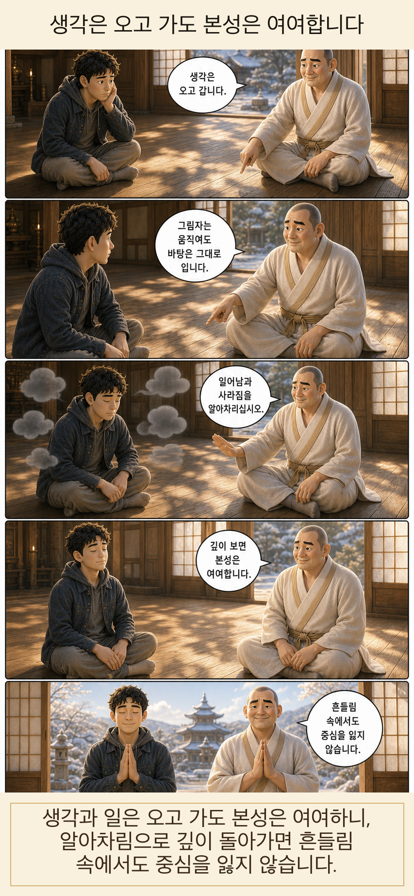 생각은 오고 가도 본성은 여여합니다 카툰