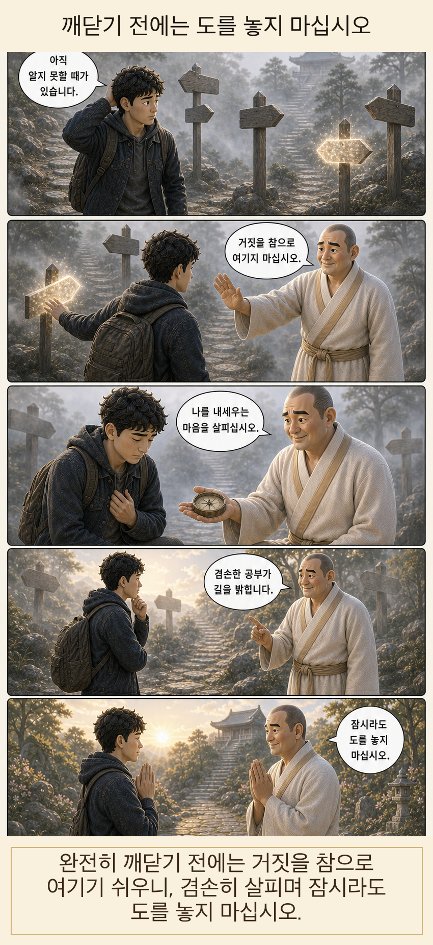 깨닫기 전에는 도를 놓지 마십시오 카툰