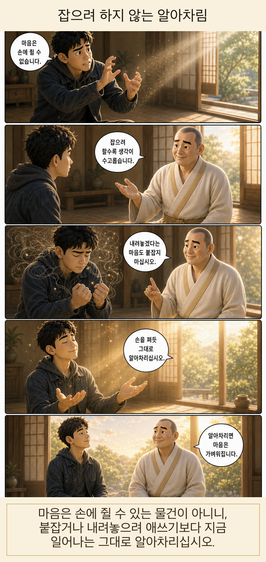 잡으려 하지 않는 알아차림 카툰