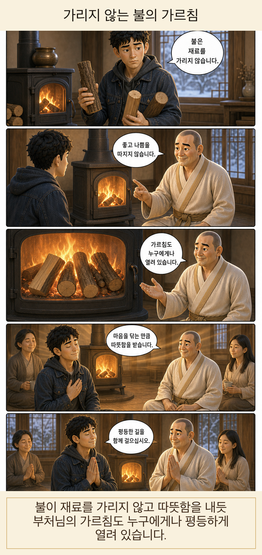 가리지 않는 불의 가르침 카툰