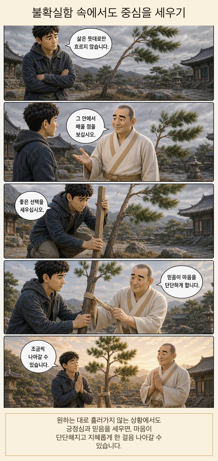 불확실함 속에서도 중심을 세우기 카툰