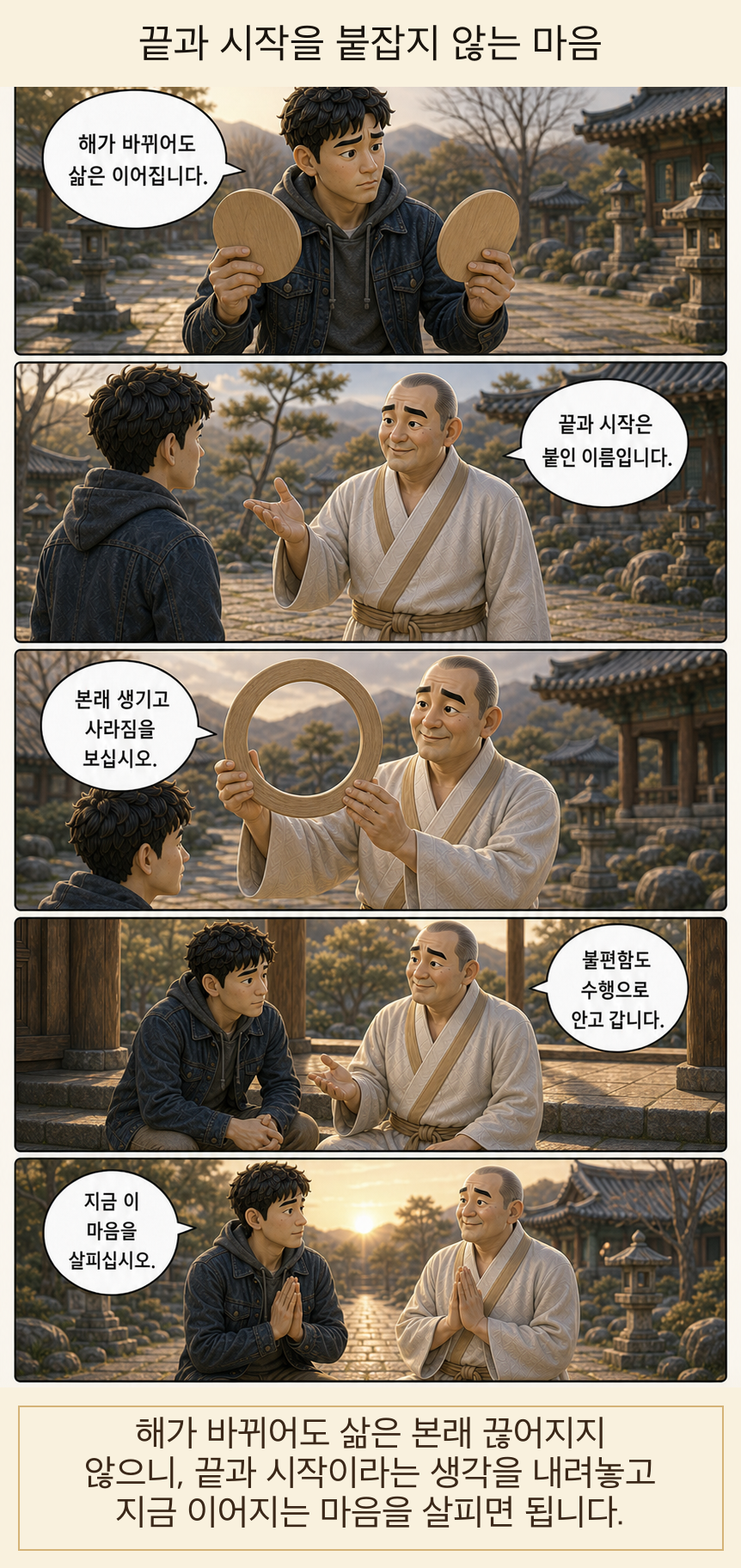 끝과 시작을 붙잡지 않는 마음 카툰