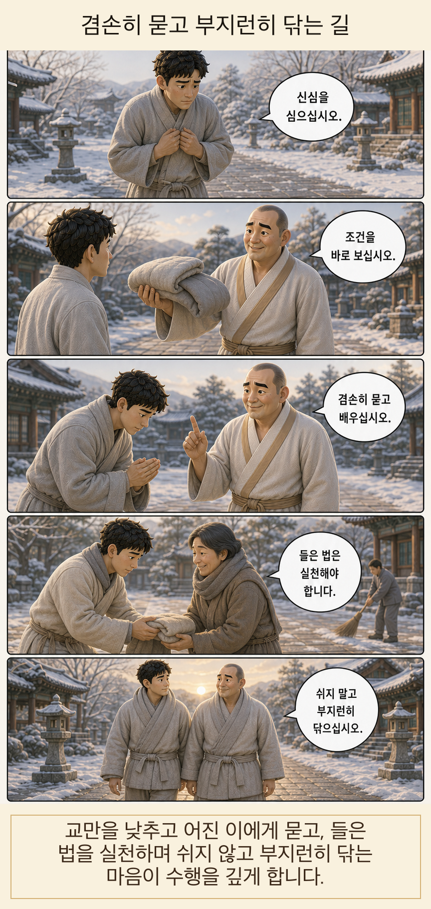 겸손히 묻고 부지런히 닦는 길 카툰