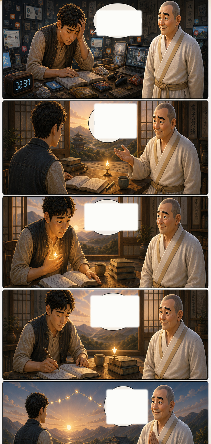 배움과 발견의 고요한 설렘을 잃지 말아야 합니다 카툰