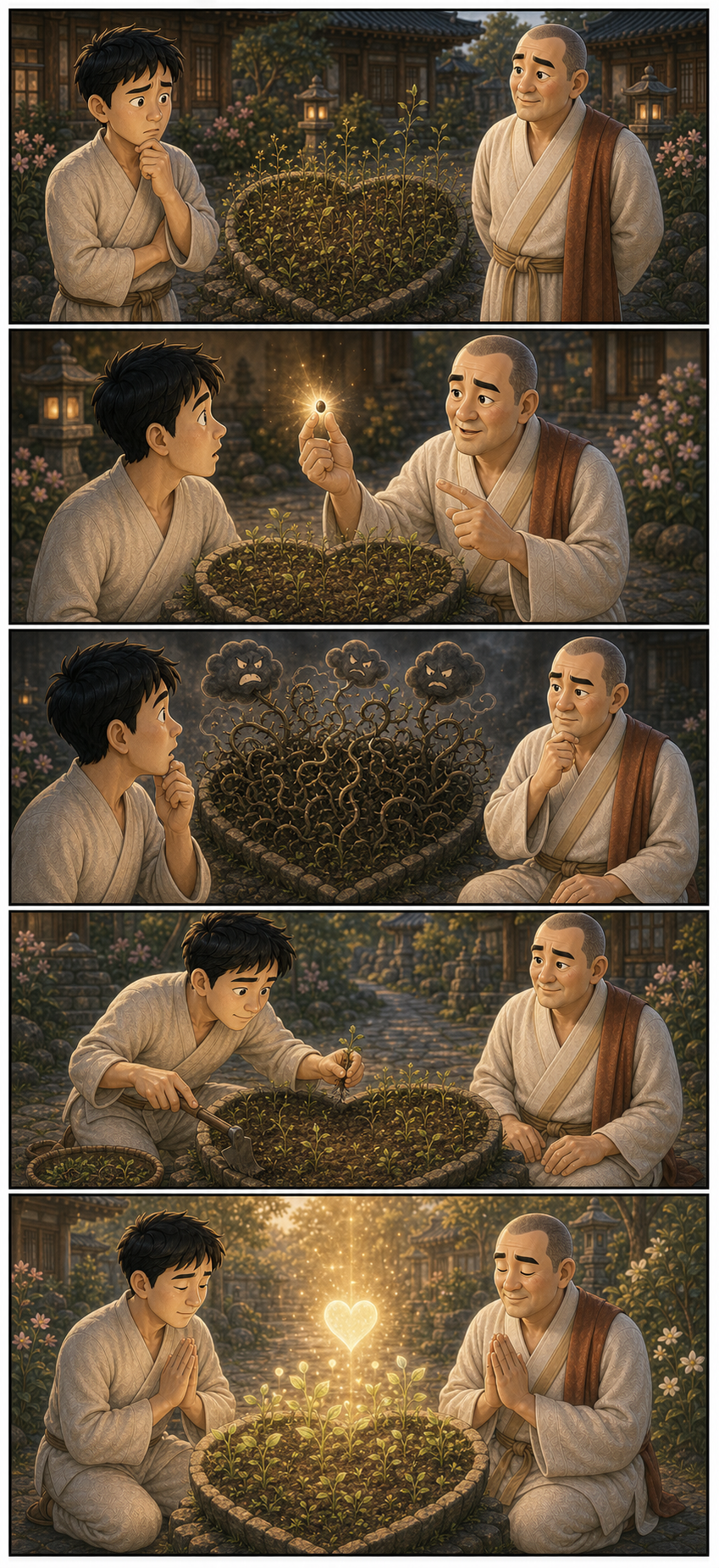 마음밭의 미세한 생각까지 살펴야 합니다 cartoon