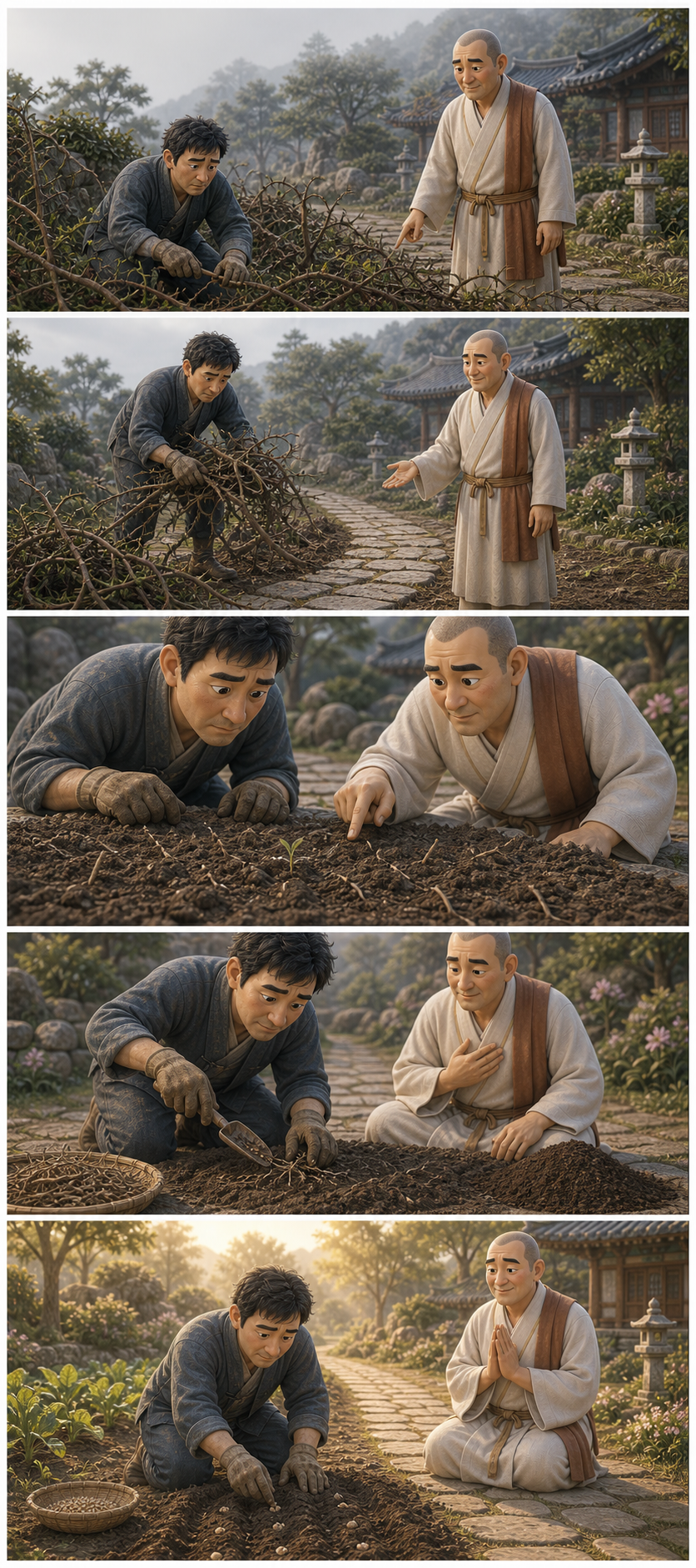 번뇌의 뿌리를 살피고 좋은 씨앗을 심으십시오 카툰