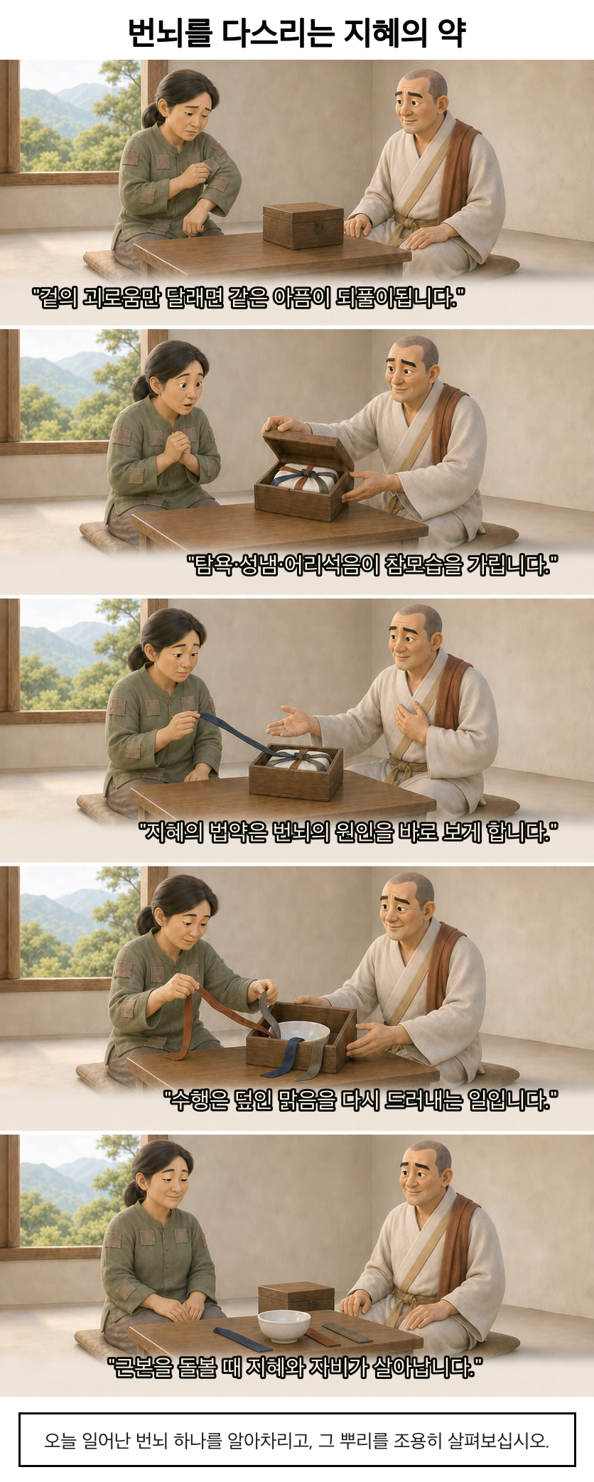 번뇌를 다스리는 지혜의 약 카툰