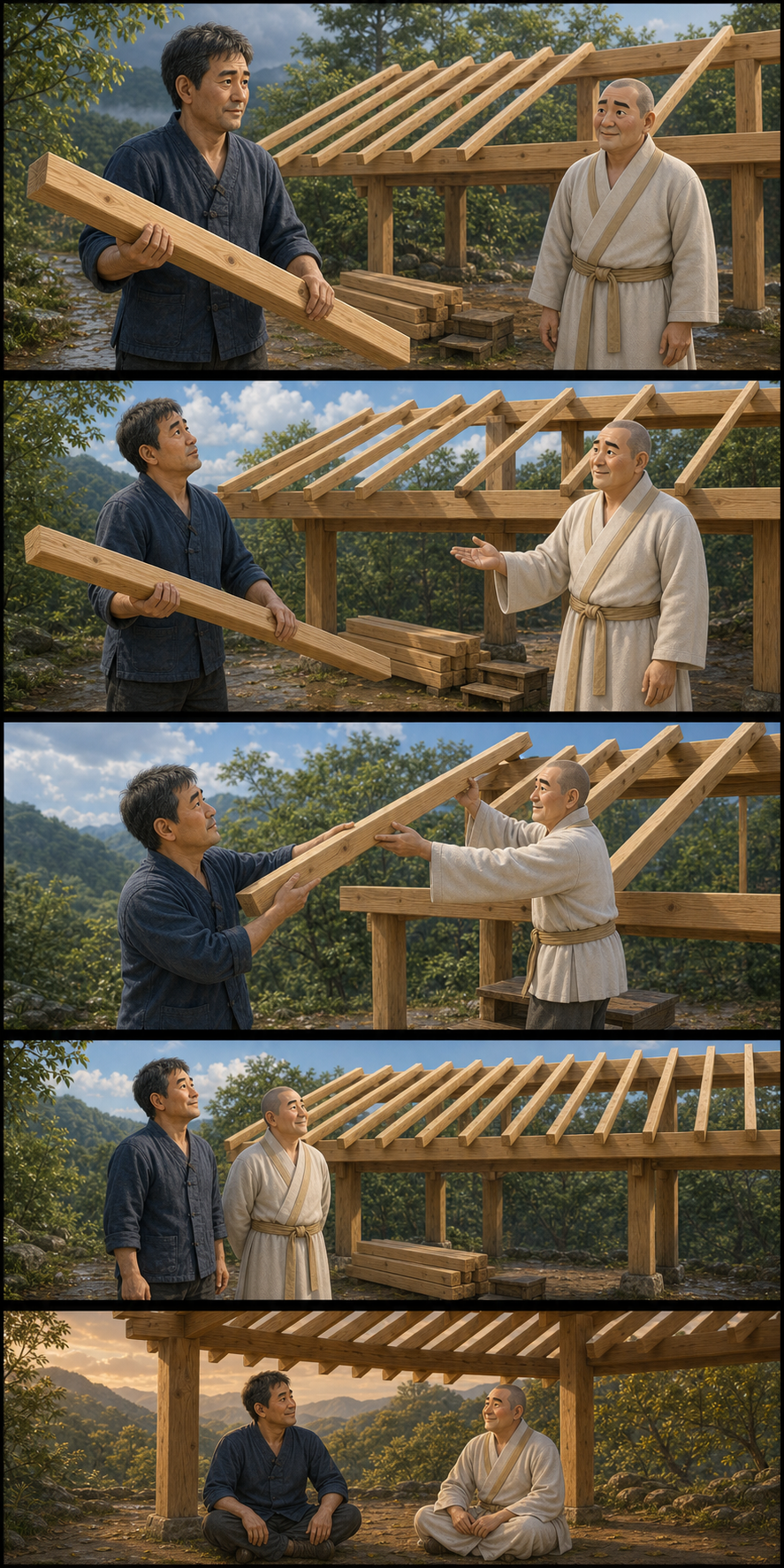 지붕이 다 올라가야 비를 걱정하지 않습니다 카툰