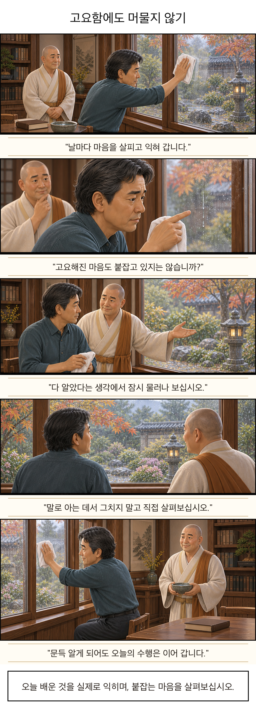 고요함에도 머물지 않기 카툰